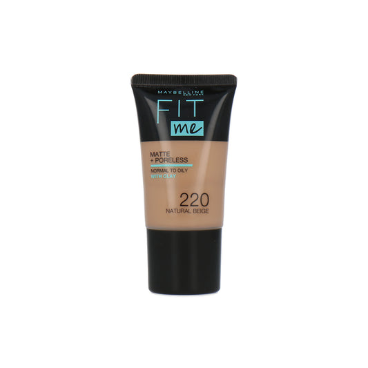 Fond de teint Maybelline Fit Me Matte & Poreless n°220 Natural Beige format 18mL