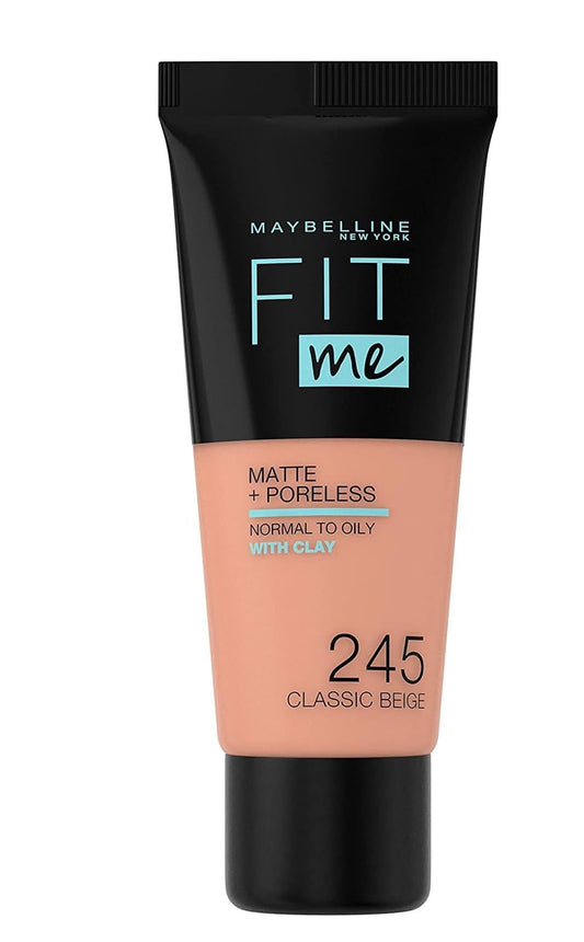 Fond de teint Maybelline Fit Me Matte & Poreless en tube, n°245 Classic Beige